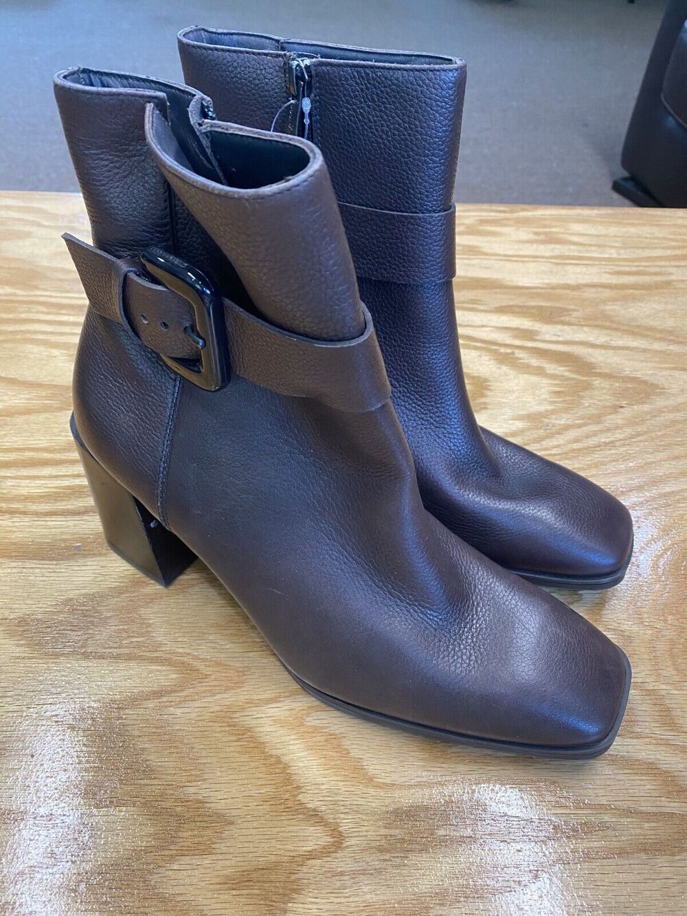 Paul Green Nirvana Ankle Boots Women's 10.5 Brown Leather Block Buckle Strap S66